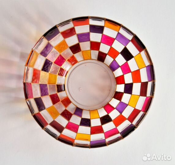 Ваза для фруктов салатник из цветного стекла