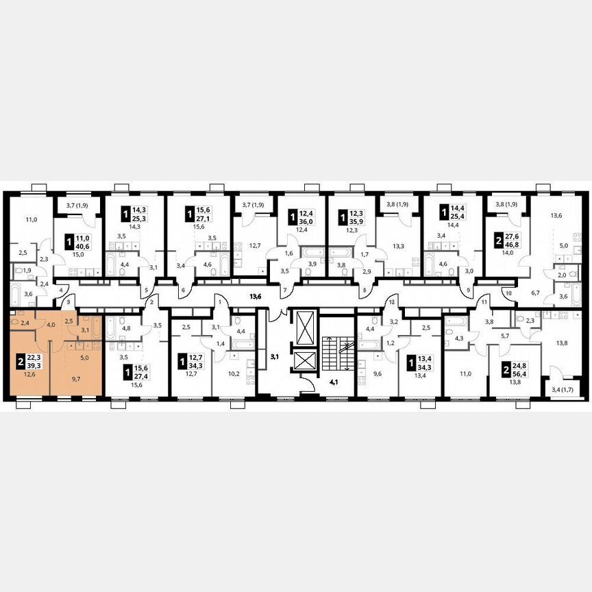 1-к. квартира, 39,3 м², 2/16 эт.