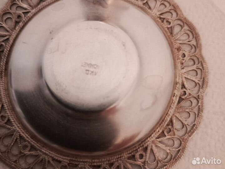 Кофейная чашка. С блюдцем. Мельхиор