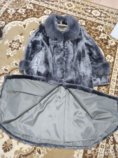 Шуба, серебристый мутон, 52-54