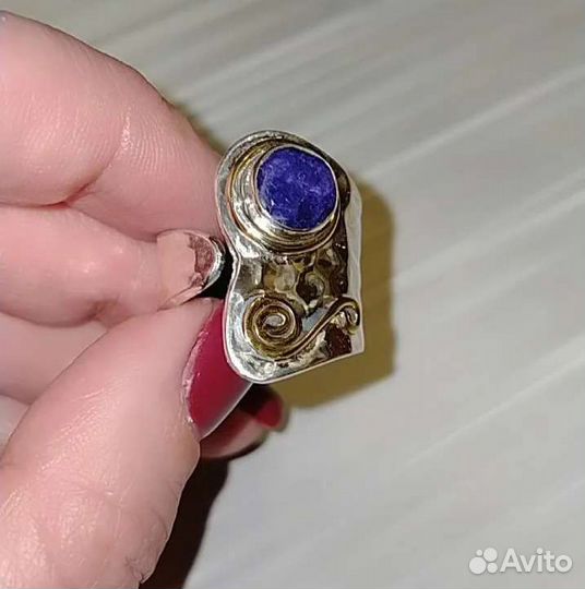 Кольцо с сапфиром, 19,5 размер