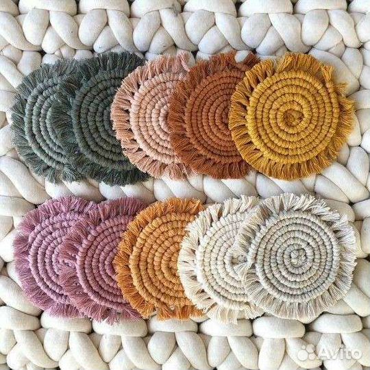 Макраме подсвечник, подстаканник d 10см