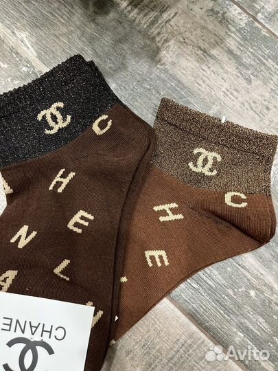 Носки носочки женские Chanel низкие хлопок 2 пары