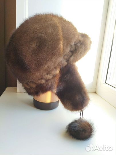 Шапка ушанка норковая женская