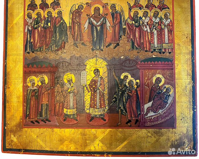 Старинная икона Покров Ветка 19 век