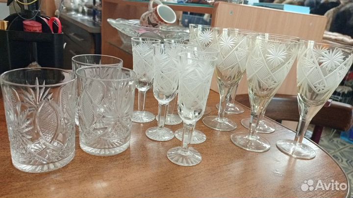 Фужеры, рюмки, стаканы хрустальные, СССР