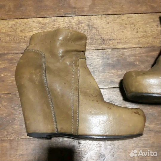 Rick owens Women's Brown Leather Wedge Ankle Boots