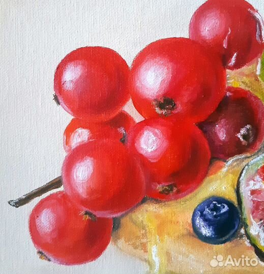 Картина маслом Натюрморт Десерт с фруктами и ягода