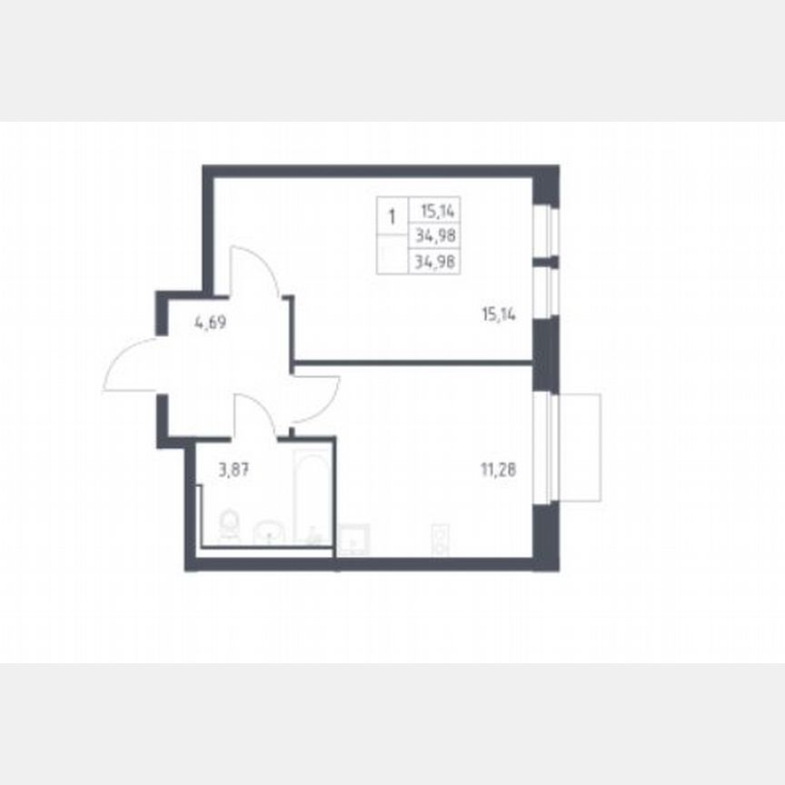 1-к. квартира, 35 м², 6/7 эт.