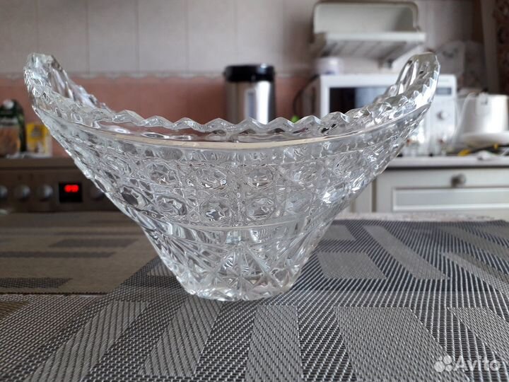Хрустальный салатник СССР овал Советский хрусталь