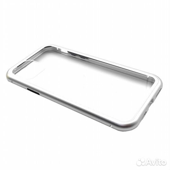 Чехол iPhone 11 PRO магнитн./закал.стекло серебро