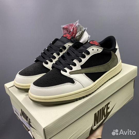 Кроссовки мужские Jordan 1 Low Travis Scott Olive