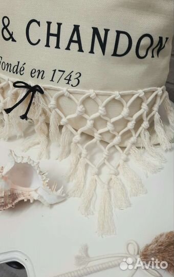 Подушка макраме интерьерная, ручная работа, хлопок