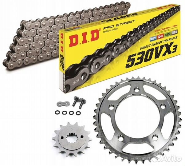 Комплект цепь и 2 звезды honda VFR 800 98-20