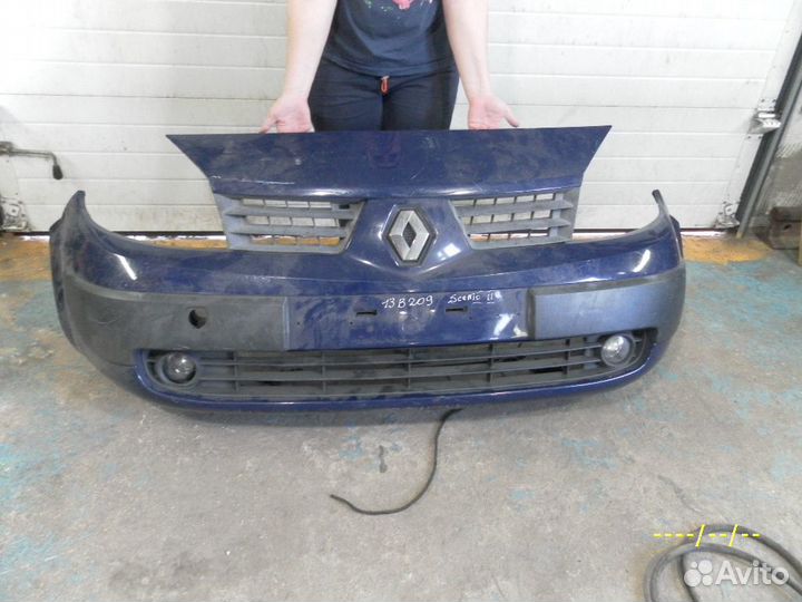 Бампер передний renault scenic 2 до рестайлинг син