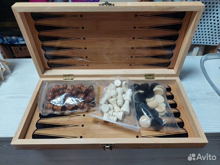 Нарды Шашки Шахматы 3 в 1 дерево