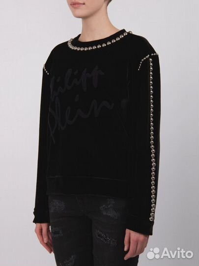 Велюровый свитшот с декором Philipp Plein