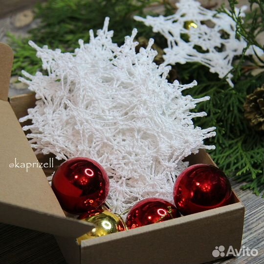 Вязаные снежинки, набор 10 шт. Новогодний декор