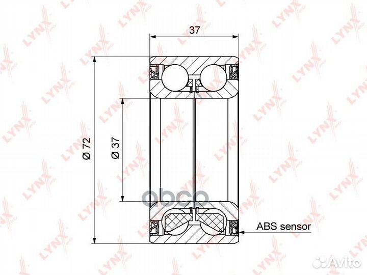 Подшипник ступицы передний (с ABS, 37x37x72) WB