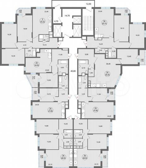 3-к. квартира, 67,8 м², 2/25 эт.