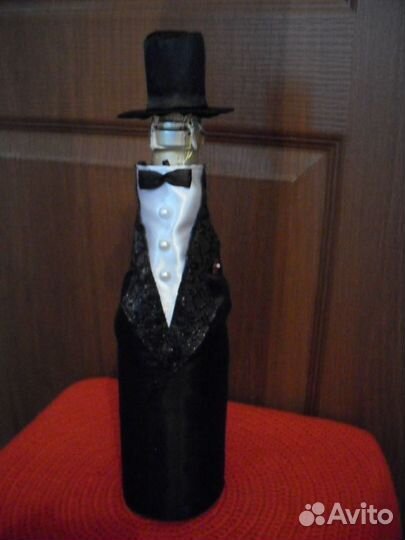 Украшение розовое с бусинами на шампанское(пара) 5