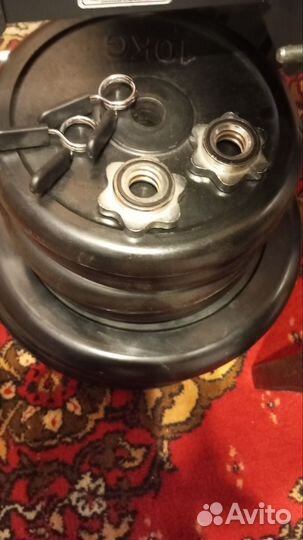 Гриф штанги и блины с замками