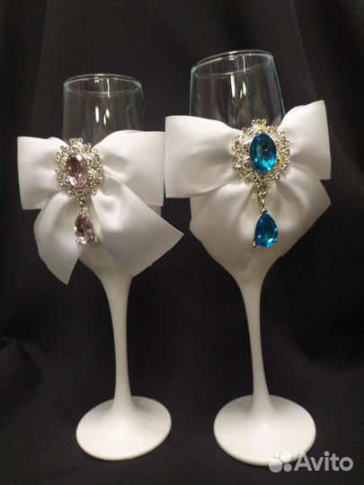 Свадебные бокалы ручной работы