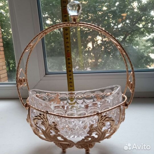 Ваза корзинка с инкрустацией 23х12,5х31см