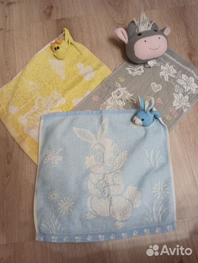 Детские полотенца с мордочками животных. Цена за 3