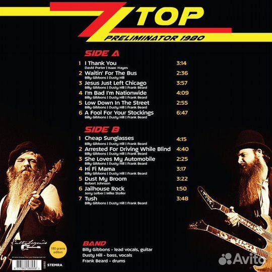 Виниловая пластинка ZZ TOP - preliminator 1980 (LP