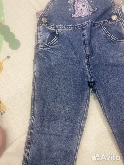 Джинсовый комбинезон для девочки утепленный