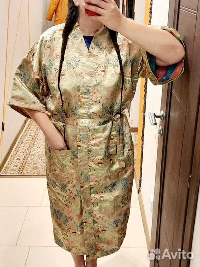 Халат натуральный шелк Golden dragon 52