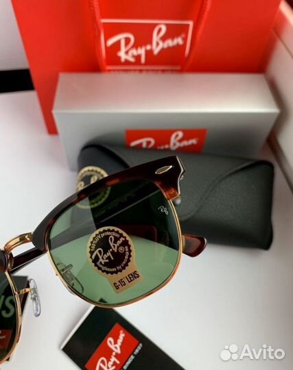 Очки ray ban clubmaster зеленые