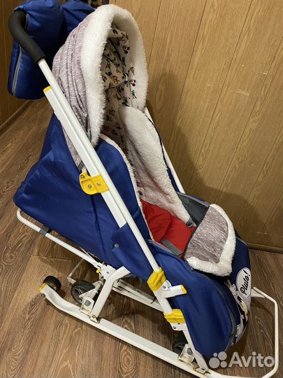 Детские санки коляска с колесами