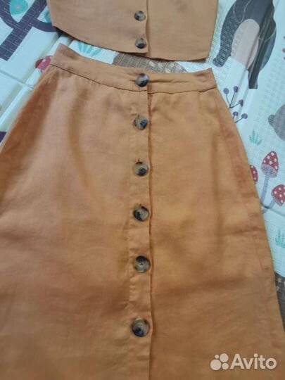 Комплект льняной юбка с топом