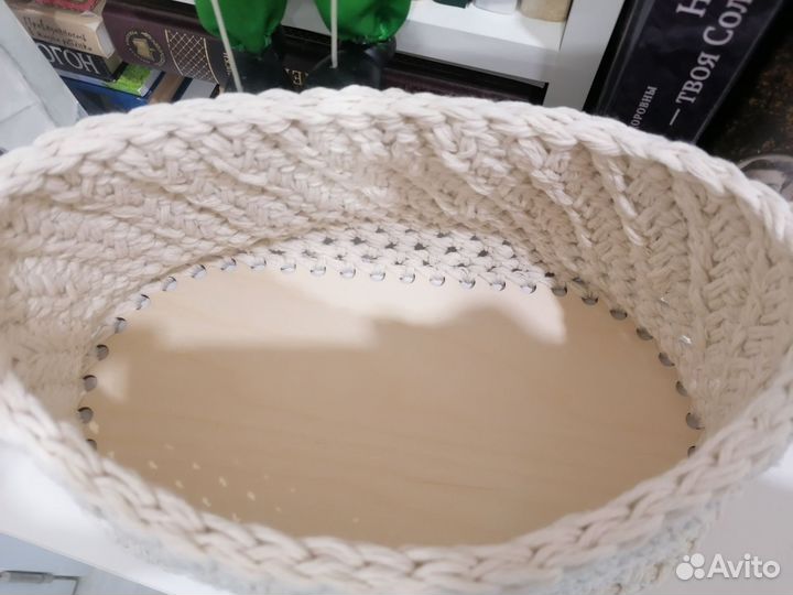 Вязаная корзинка хлопок 30 на 15 на 13,5