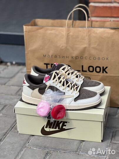 Кроссовки nike air jordan 1 low travis scott mocha