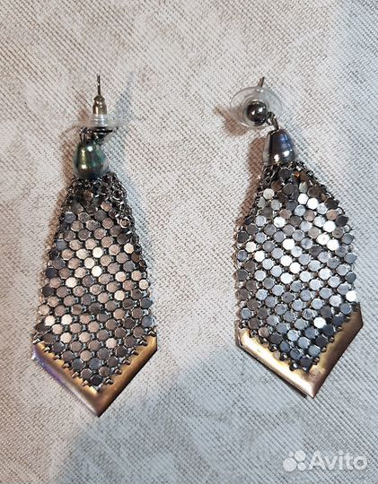 Серьги длинные металл