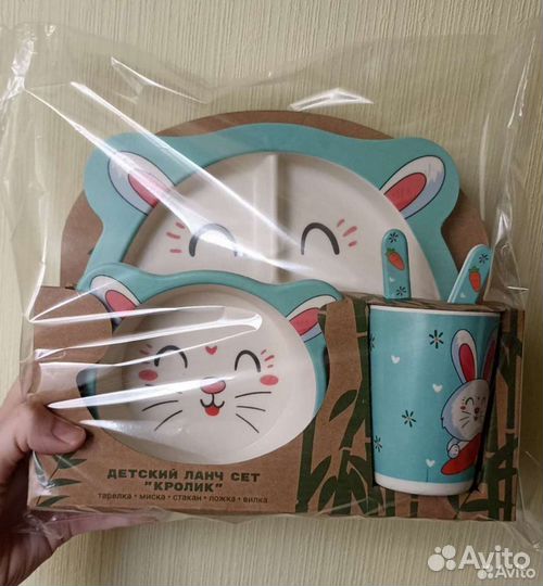 Новый набор детской эко посуды из бамбука