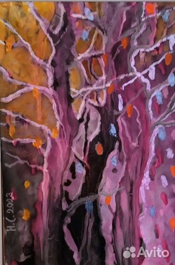 Яркая интерьерная картина. акриловые краски. ручна