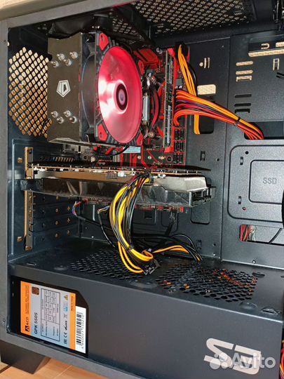 Игровой компьютер RX 6600, Xeon 2666v3, 32 Гб озу