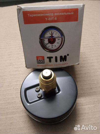 Термоманометр аксиальный TIM, 6 Бар, 120, 1/2