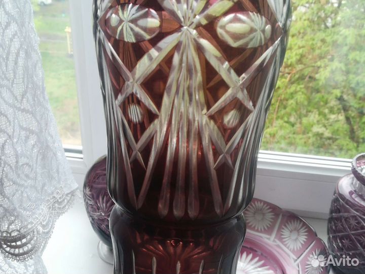 Вазы и Штоф Марганцевый Хрусталь