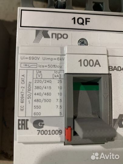 Выключатель ва 04-31 про 100С 380В 100А