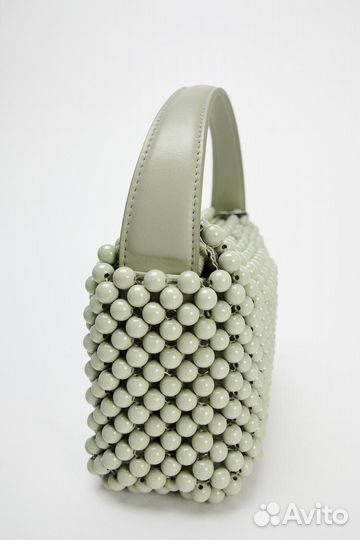 Сумка Zara с бисером фисташковый цвет