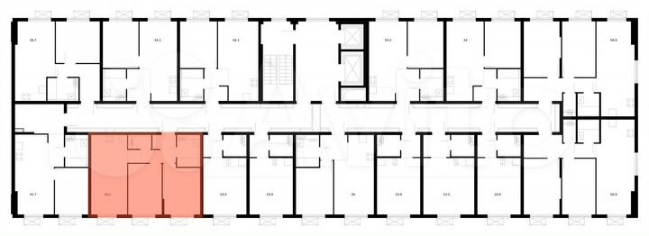 2-к. квартира, 49,1 м², 9/16 эт.