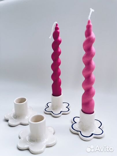 Керамические подсвечники-цветы ручной работы