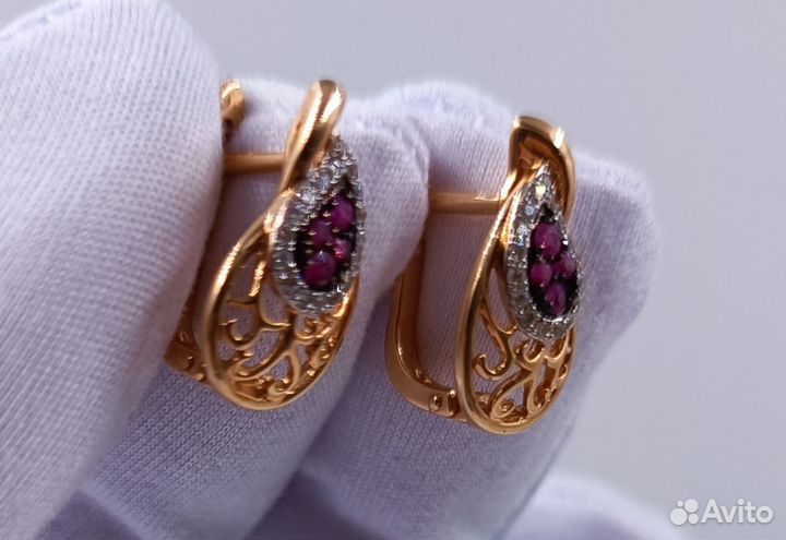 Золотые Серьги 585 пробы с бриллиантами. Рассрочка