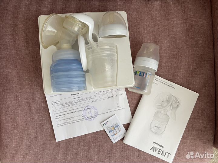 Молокоотсос avent с контейнерами, бутылочка,ниблер