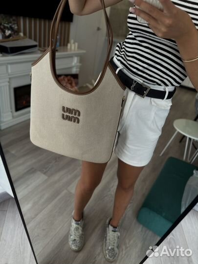 Сумка miu miu canvas шоппер